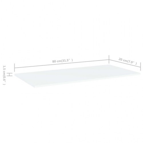 Boghylder - 4 stk. 80 × 20 × 1,5 cm i hvidt konstrueret træ