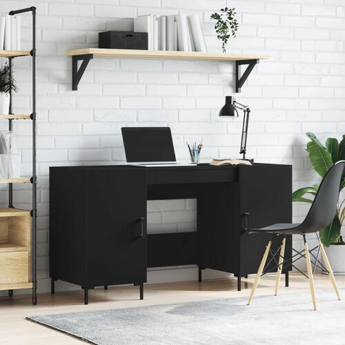 Skrivebord 140x50x75 cm konstrueret træ sort