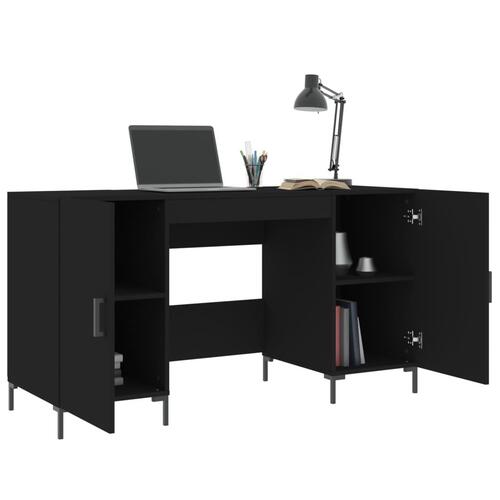 Skrivebord 140x50x75 cm konstrueret træ sort