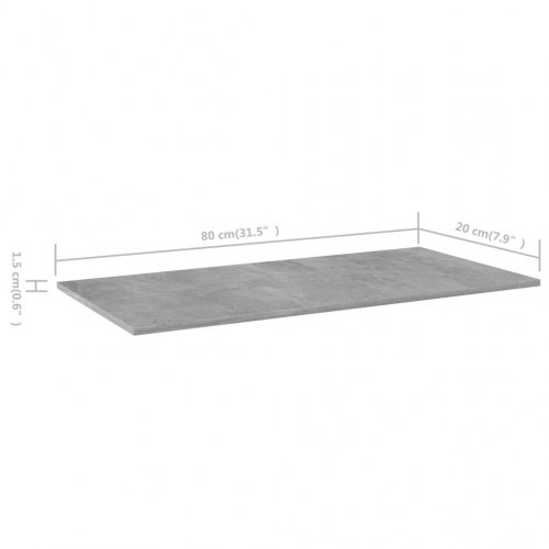 Boghylder - 4 stk. 80×20×1,5 cm i konstrueret træ, betongrå