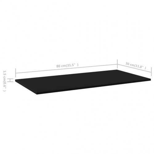 Boghylder - 4 stk. 80×30×1,5 cm i konstrueret træ, sort