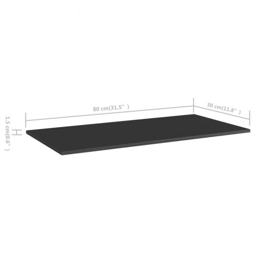Boghylder 4 stk. 80x30x1,5 cm konstrueret træ sort højglans