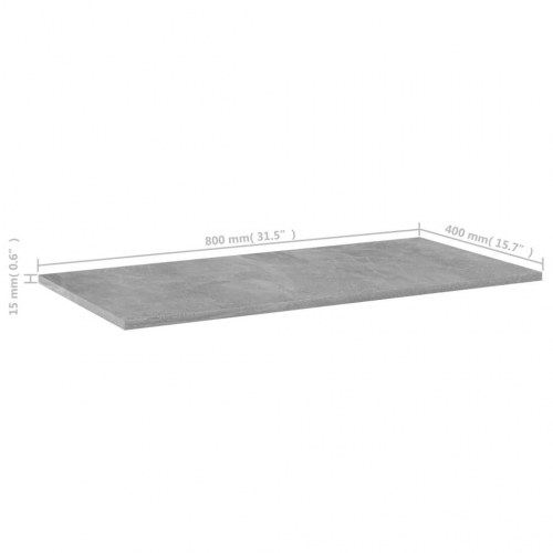 Boghylder - 4 stk. 80×40×1,5 cm i konstrueret træ, betongrå