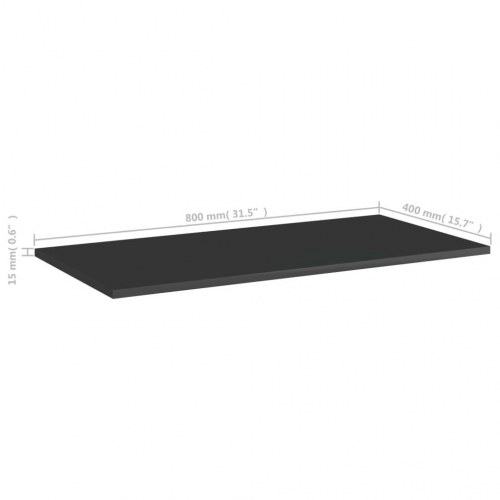 Boghylder 4 stk. 80x40x1,5 cm konstrueret træ sort højglans