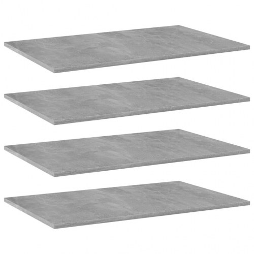 Boghylder - 4 stk. 80×50×1,5 cm i konstrueret træ, betongrå
