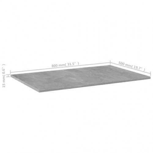 Boghylder - 4 stk. 80×50×1,5 cm i konstrueret træ, betongrå