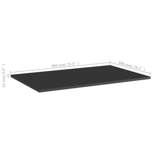 Boghylder 4 stk. 80x50x1,5 cm konstrueret træ sort højglans
