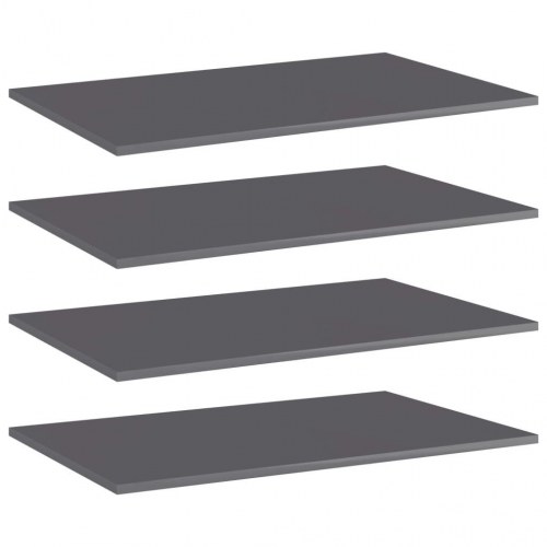 Boghylder 4 stk. 80 x 50 x 1,5 cm i konstrueret træ - grå højglans