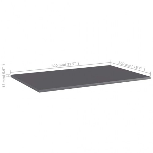 Boghylder 4 stk. 80 x 50 x 1,5 cm i konstrueret træ - grå højglans