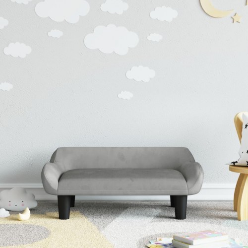 Børnesofa i velour - 70 × 40 × 24 cm, lysegrå