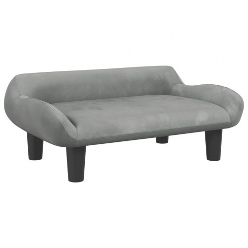 Børnesofa i velour - 70 × 40 × 24 cm, lysegrå