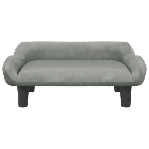 Børnesofa i velour - 70 × 40 × 24 cm, lysegrå