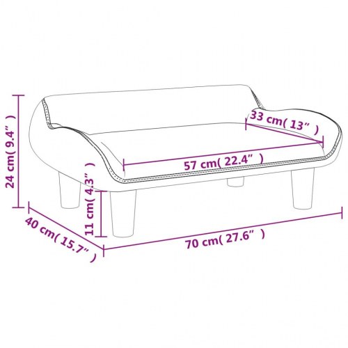 Børnesofa i velour - 70 × 40 × 24 cm, lysegrå