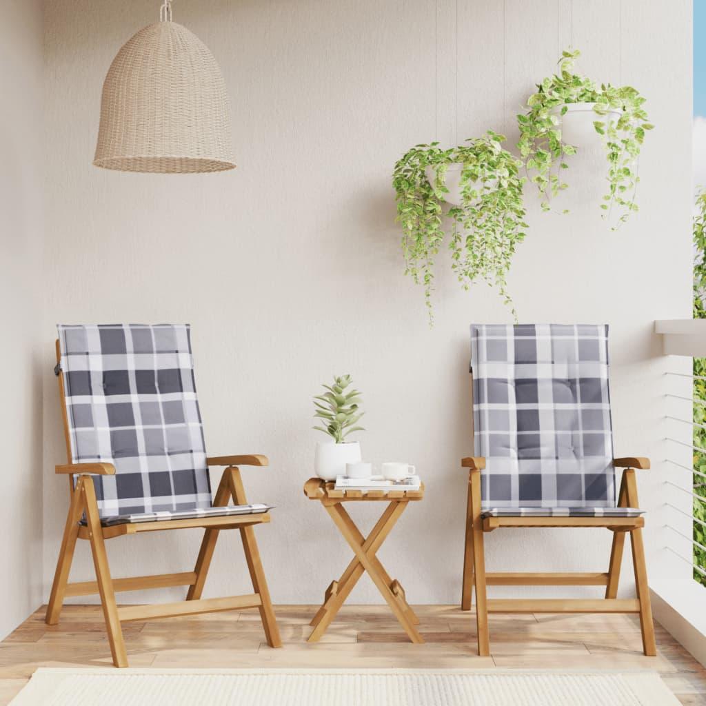 Positionsstole med hynder 2 stk. massivt teaktræ