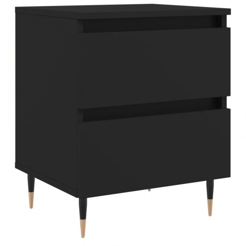 Sengebord i sort konstrueret træ - 40 × 35 × 50 cm med 2 skuffer
