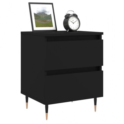 Sengebord i sort konstrueret træ - 40 × 35 × 50 cm med 2 skuffer