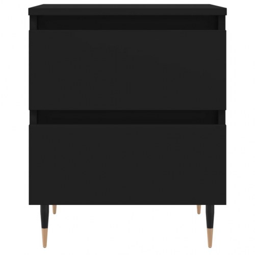 Sengebord i sort konstrueret træ - 40 × 35 × 50 cm med 2 skuffer