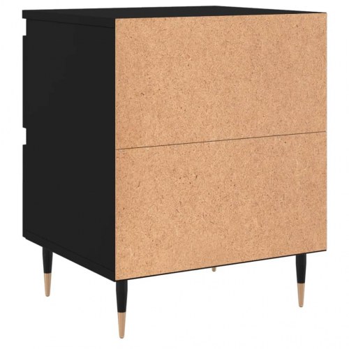 Sengebord i sort konstrueret træ - 40 × 35 × 50 cm med 2 skuffer