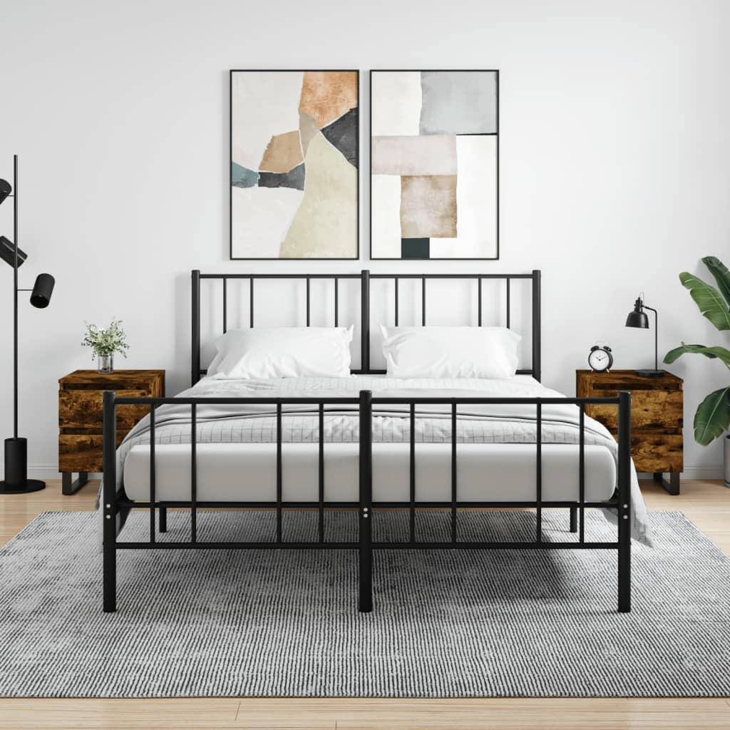 Sengeborde 40X35X50 Cm Konstrueret Træ - Røget eg