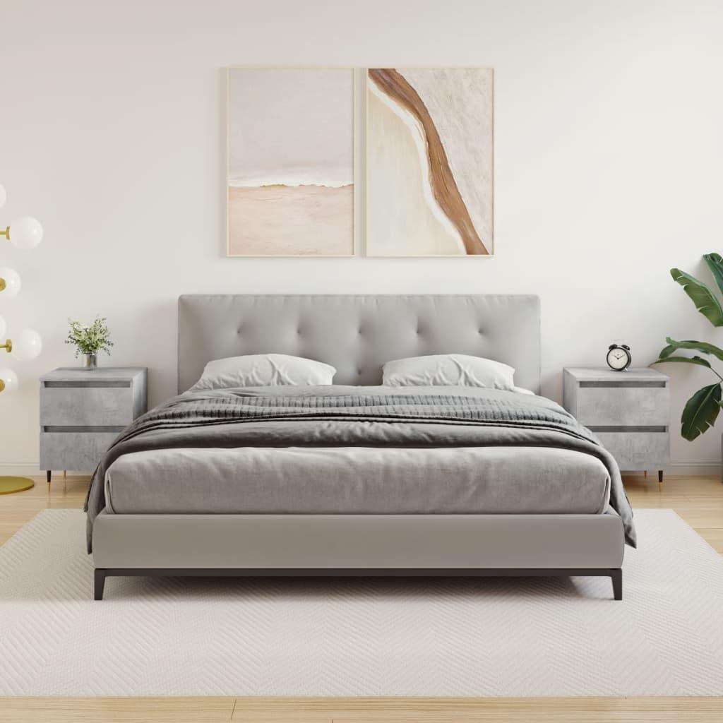 Sengeborde 2 stk. 40x35x50 cm konstrueret træ betongrå billede