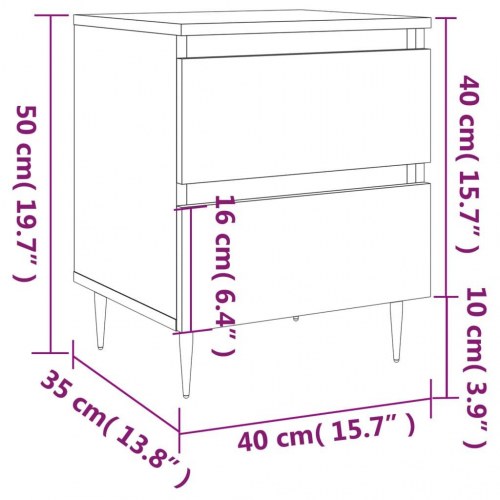 Sengebord med 2 skuffer 40 x 35 x 50 cm - betongrå