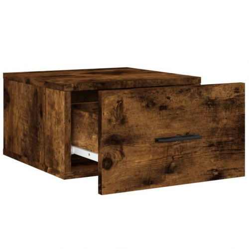 Væghængt sengebord 35 x 35 x 20 cm - røget egetræsfarve