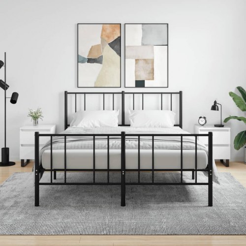 Sengeskabe 2 stk. 40x35x50 cm konstrueret træ hvid højglans
