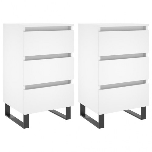 Sengeborde 2 stk. 40x35x69 cm konstrueret træ hvid