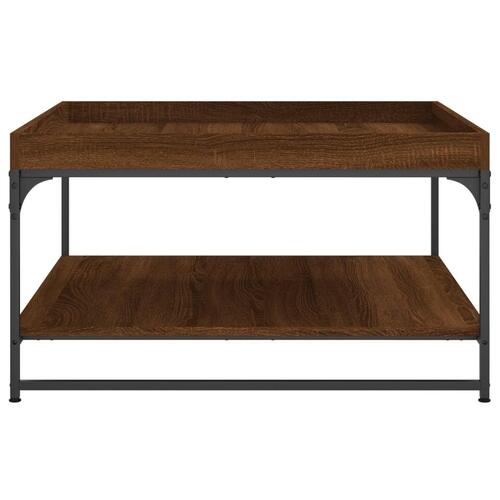 Sofabord 80x80x45 cm konstrueret træ og jern brun egetræsfarve