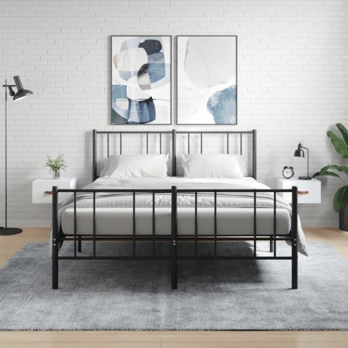 Væghængte sengeborde 2 stk. - 35×35×20 cm - hvid