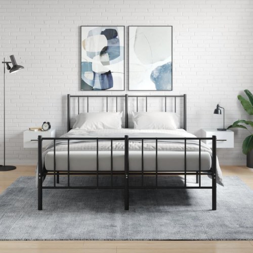 Væghængte sengeborde 2 stk. - hvid højglans 50×36×25 cm
