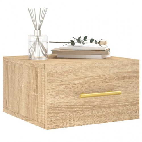 Væghængte sengeborde 2 stk. 35 x 35 x 20 cm - sonoma-eg