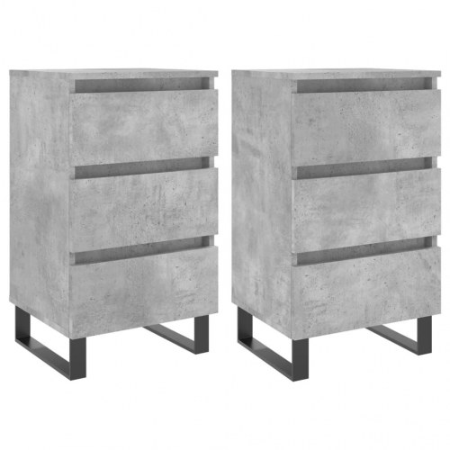 Sengeborde 2 stk. med 3 skuffer - 40×35×69 cm, betongrå