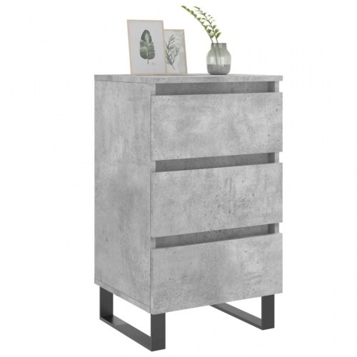 Sengeborde 2 stk. med 3 skuffer - 40×35×69 cm, betongrå