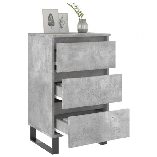 Sengeborde 2 stk. med 3 skuffer - 40×35×69 cm, betongrå