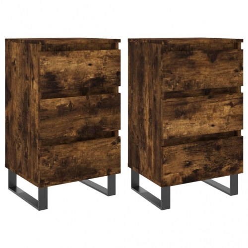 Sengeborde 2 stk. - 40×35×69 cm i konstrueret træ, røget egetræ