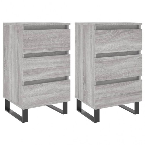 Sengeborde 2 stk. - 40×35×69 cm i grå sonoma-eg, konstrueret træ