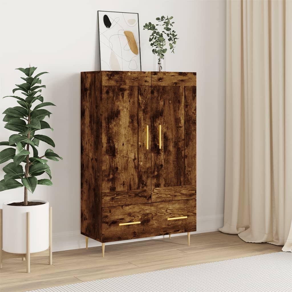 Skab med skuffer 69,5×31×115 cm - konstrueret træ i røget sonoma-eg