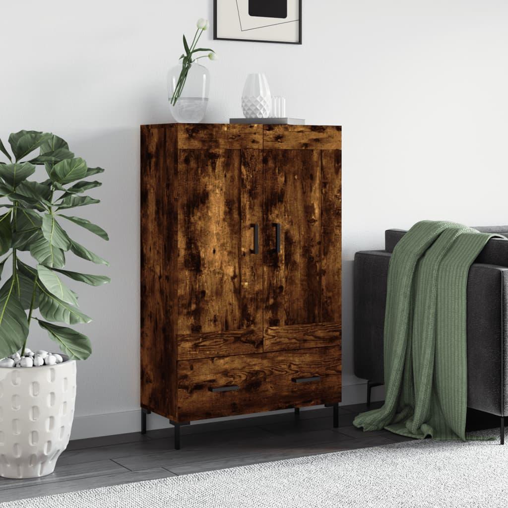 Skab med skuffer 69,5×31×115 cm - konstrueret træ i røget sonoma-eg