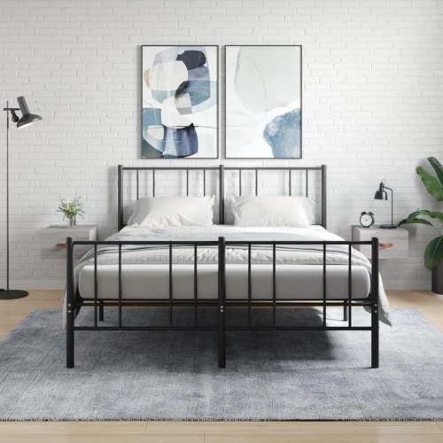 Væghængte sengeborde 2 stk. 35x35x20 cm grå sonoma-eg