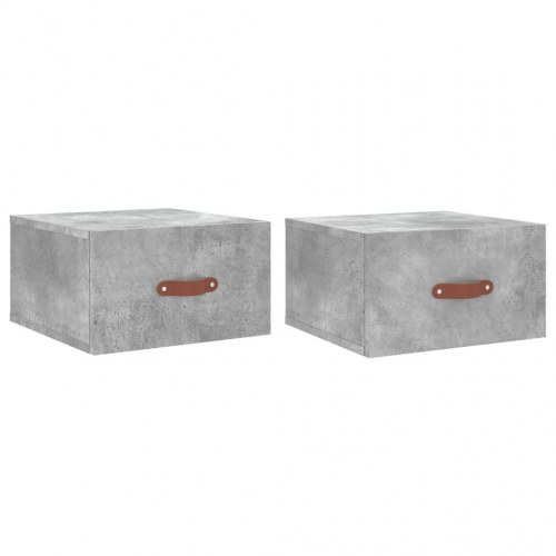 Væghængte sengeborde 2 stk. 35x35x20 cm betongrå