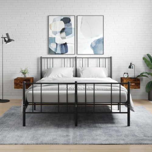 Væghængte sengeborde 2 stk. 35 x 35 x 20 cm - røget egetræsfarve