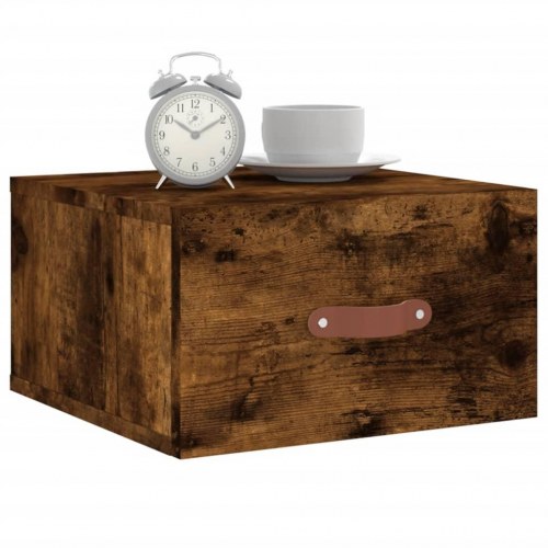Væghængte sengeborde 2 stk. 35 x 35 x 20 cm - røget egetræsfarve