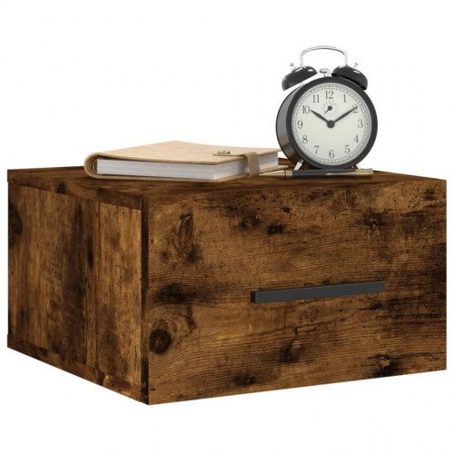 Væghængte sengeborde - 2 stk. 35×35×20 cm i røget egetræsfarve