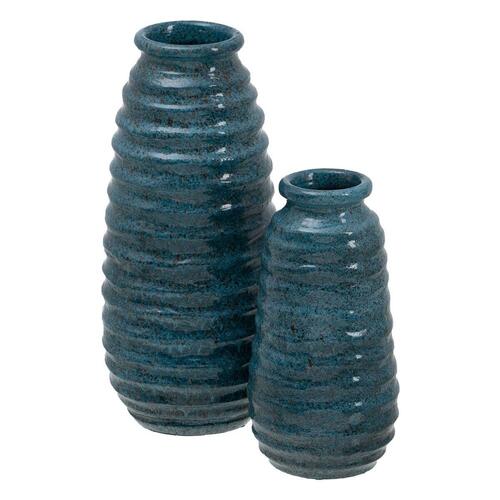 Vase Blå Keramik 16 x 16 x 40 cm