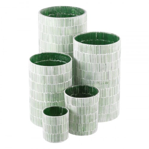 Lyseholder Grøn Krystal Cement 13 x 13 x 20 cm