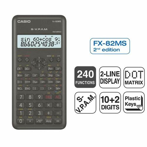 Videnskabelig Cal Casio FX-82 MS2 Sort Mørkegrå Plastik