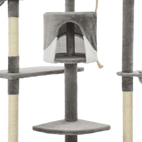 Kradsetræ til katte med sisal-kradsestolper 203 cm grå og hvid
