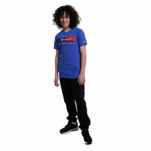 Kortærmet T-shirt til Børn Champion Crewneck Blå 5-6 år