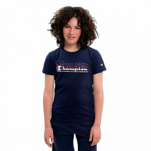 Kortærmet T-shirt til Børn Champion Crewneck Blå - 5-6 år